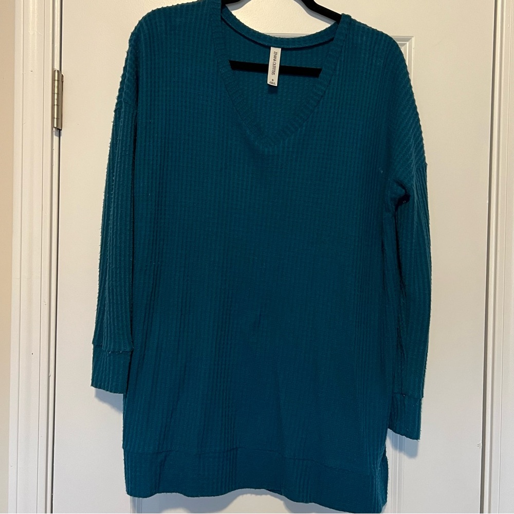 Women's Blue Waffle Knit Tunic
